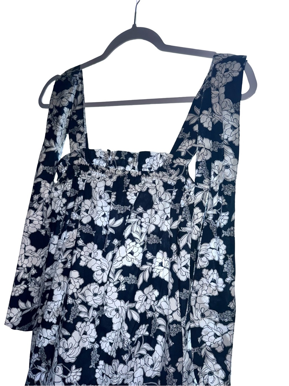 J. Crew Navy and White Magnolia Floral Tie-Shoulder Dress - Picture 3 of 8